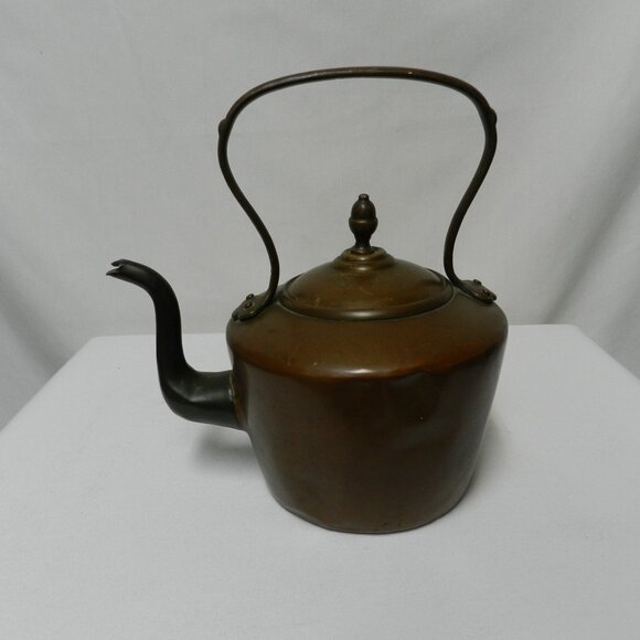 Vintage English Copper Teakettle pot teapot kettle made in England metal w/ Lid - Picture 1 of 16